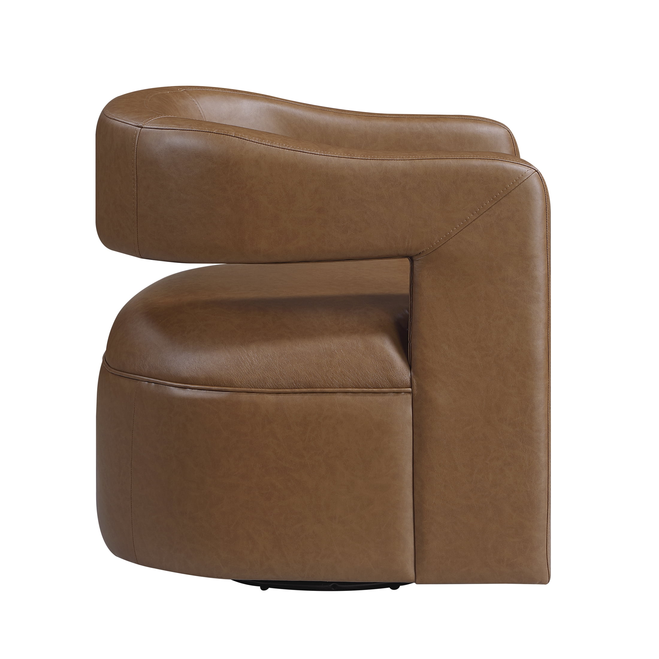 OakvillePark Azura Faux Leather Barrel Swivel Chair, Camel