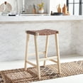 thumbnail image 2 of SAFAVIEH Abreu Rectangle Barstool, Cognac/Light Natural (18.5 in. W x 20 in. D x 30 in. H), 2 of 7
