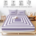 thumbnail image 5 of Twin Sze Fitted Sheet Set - Purple White Geometric 2 Piece Bedding Sets 16" Deep Pocket Fitted Sheet with 1 Pillowcase, Square Minimalist Modern Brushed Microfiber Hotel Luxury Bed Sheets, 5 of 9