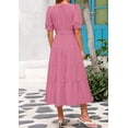 thumbnail image 2 of Vestido midi PRETTYGARDEN para mujer, verano 2025, cuello en V, con volantes, 2 of 9