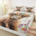 thumbnail image 3 of Castle Fairy Farmhouse Highland Cow 4pcs Bed Sheets for Female Men Women,Colorful Floral Flowers King Sheets,Rustic Cabin Cottage Super Cozy Sheet Set,Lightweight Room Decor, 3 of 7
