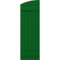 thumbnail image 5 of Ekena Millwork 17 1/2"W x 39"H Americraft Five Board (2 Batten) Exterior Real Wood Joined Board-n-Batten Shutters w/ Elliptical Top (Per Pair), Viridian Green, 5 of 10