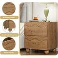thumbnail image 4 of Scalloped Nightstand Set of Two for Bedroom with 2 Drawers, Modern Night Stand Set of 2 with Hidden Handle, Wooden End Table, Fluted Wood Bedside Table for Living Room, Natural Oak, 4 of 13