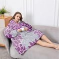 thumbnail image 5 of Oversized Wearable Blanket Hoodie,Purple Floral and Petal Pattern Sherpa Blanket Hoodie with Super Pockets,Super Warm Fuzzy Pullover for Women & Men, 5 of 6
