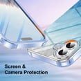 thumbnail image 4 of iPhone 16 Plus Case with Screen Protector, Gradient Color Feather Pattern Full Body Shockproof Protective Anti-Scratch Drop Proof Slim Fit Phone Case for Apple iPhone 16 Plus, Blue, 4 of 6