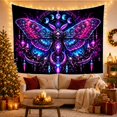 thumbnail image 3 of Skull Moth with Moon Phases and Glowing Crystals, Spooky Gothic Style for Dark Art Lovers, Mystical Wall Art, Halloween Gift, Tapestry Wall Hanging for Bedroom and Dorm, 3 of 7