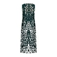 thumbnail image 4 of Women's Linen Dresses Casual Loose Crew Neck Summer Dress Sleeveless Tank Dress Print T Shirt Dress Sundress Boho Dress Flowy Baggy Summer Beach Dress Long Tunic Dress Army Green L, 4 of 5