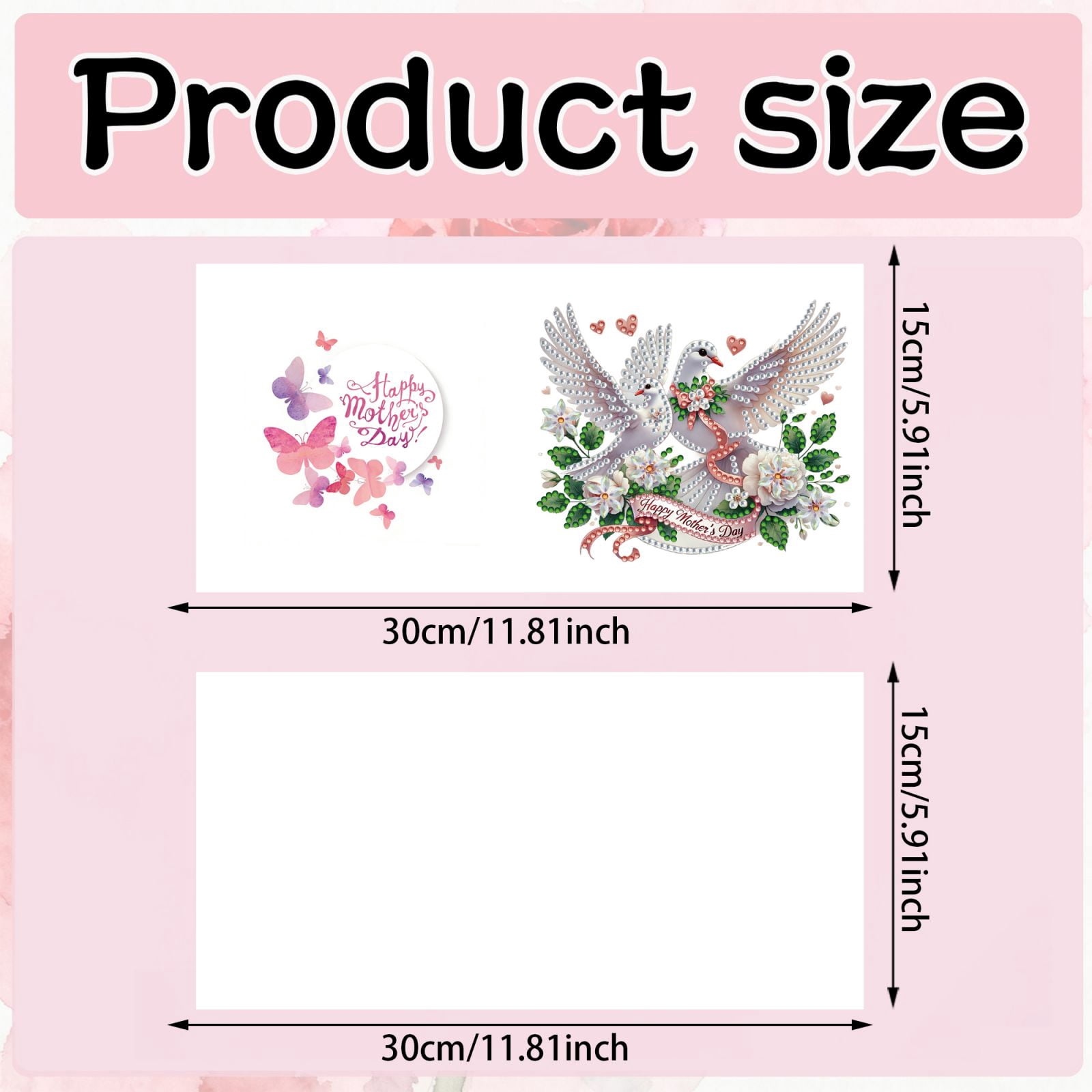 FLOPESN DIY Mother's Day Diamond Art Greeting Card Kit with White Envelope, 5.91X11.81in Flowers Theme, Creative Design Blessing Gift Folding Card Set