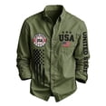 thumbnail image 2 of Boys Vintage Western Style Button Down Shirts, Kids USA Flag Embroidery Print Long Sleeve Collared Casual Top for Independence Day Holiday Wear(Army Green,6-7 Years), 2 of 4