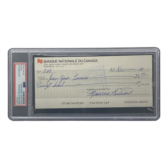 Maurice Richard Signed Montreal Canadiens Bank Check #263 PSA/DNA
