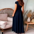 thumbnail image 2 of Vestido largo plisado con escote en V profundo para mujer: vestido de fiesta de noche con abertura y cintura alta, diseño estampado de poliéster, 2 of 7