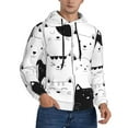 thumbnail image 2 of Uemuo Doodle Cute Cat Pattern Men's Hoodie - Casual Pullover Hoodie with Kangaroo Pocket, Stylish Hooded Sweatshirt for Everyday Wear-Large, 2 of 7
