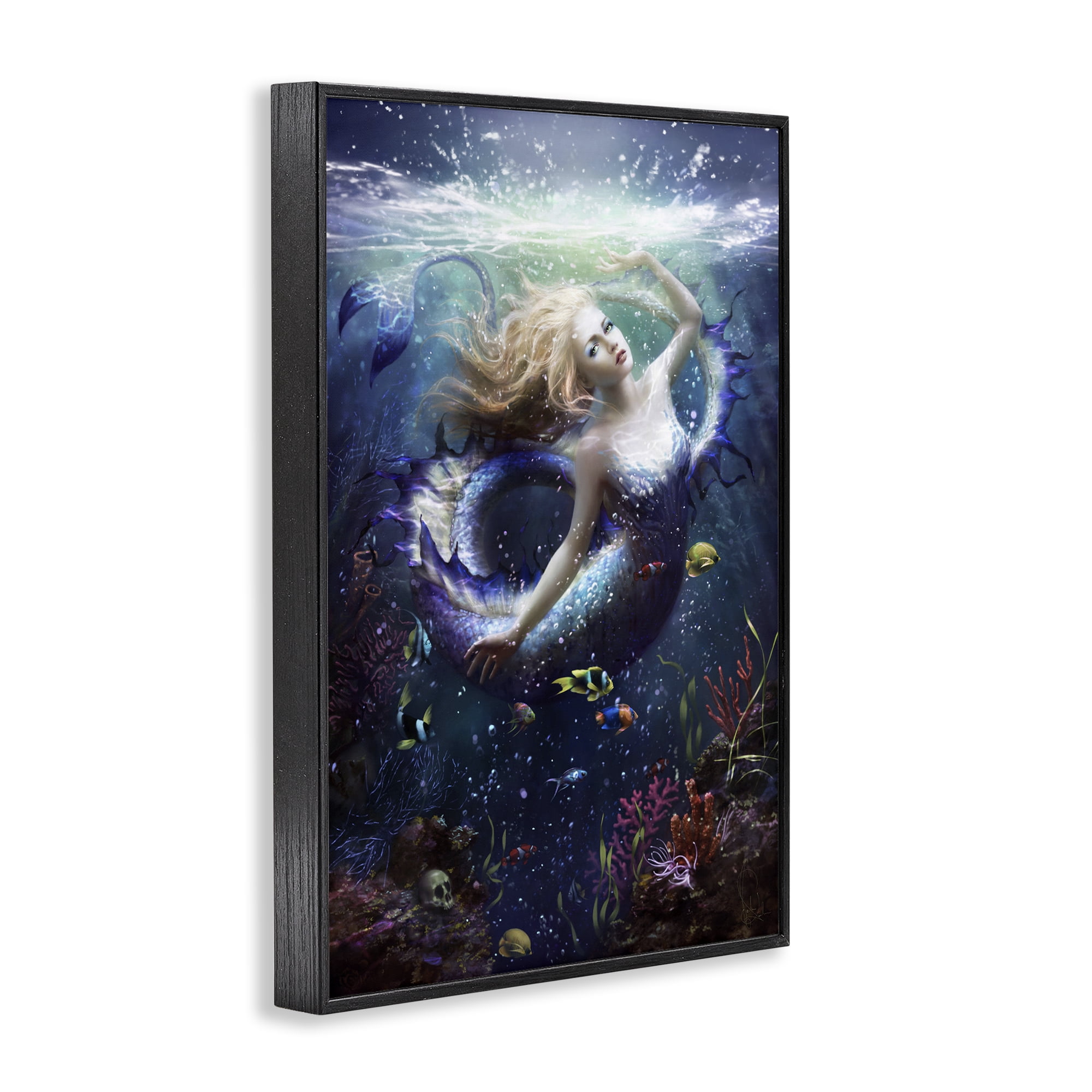 Stupell Industries Deep Sea Mermaid Black Framed Giclee Art, design by Melanie Delon