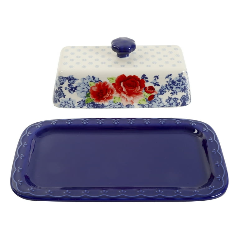 The Pioneer Woman Frontier Rose Butter Dish w Lid Gravy Boat and Salt Pepper Set 5 Piece Set Walmart