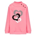 thumbnail image 4 of DeHolifer Women's Sweatshirts Long Sleeve Half Turtleneck Button Heart Print Sweatshirts Loose Casual Fashion Blouse Tops Pink L, 4 of 5