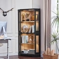 thumbnail image 6 of LELELINKY 65" LED Display Cabinet with Glass Door Set of 2, Modern Lighted Curio Cabinet with Adjustable Shelves for Living Room Storage, Black, 6 of 9