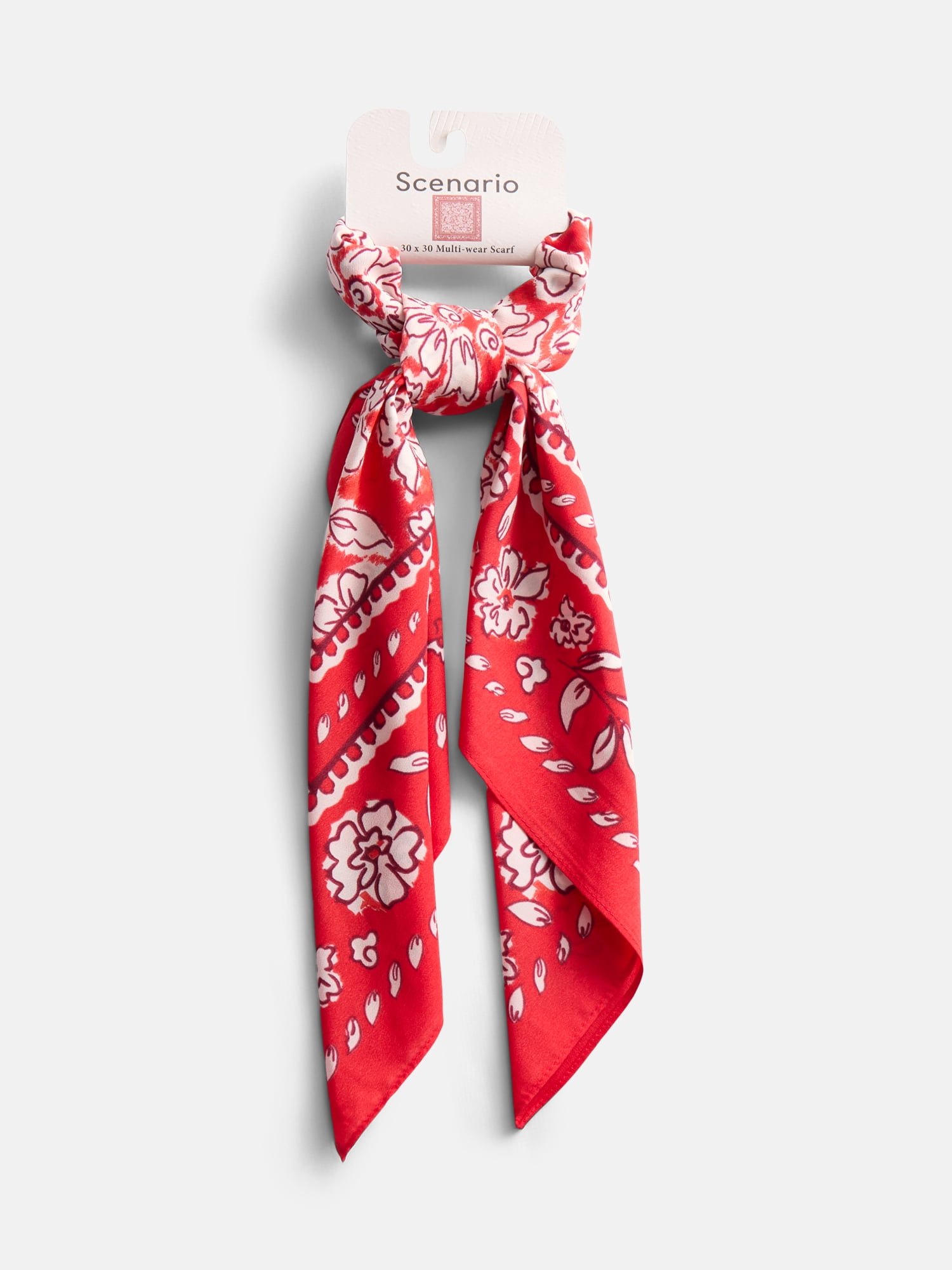 Scenario Women's Printed Square Scarf, Red