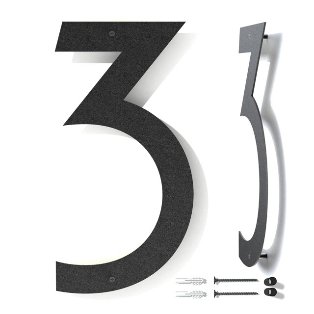 Números para casa REINCARVATION de metal negro de 30 cm, resistentes al óxido