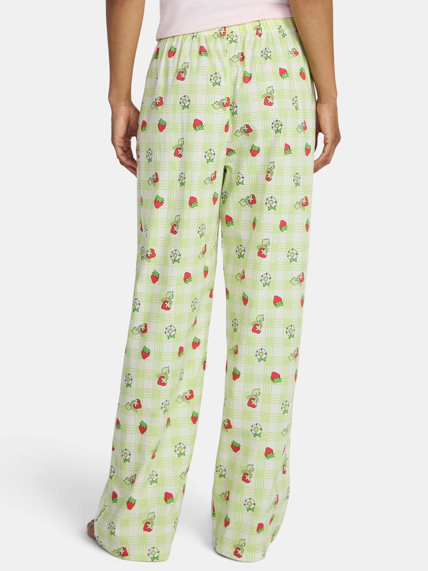 Strawberry Shortcake Women’s Strawberry Checker Cotton Graphic Pants, Sizes XXS-XXL
