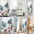 thumbnail image 6 of Teal Blue Floral Fabric Shower Curtain Vintage Flower Leaves Washable Shower Curtains for Bathroom, Waterproof Bath Curtain with Hooks Home Decor 72x72in, 6 of 8