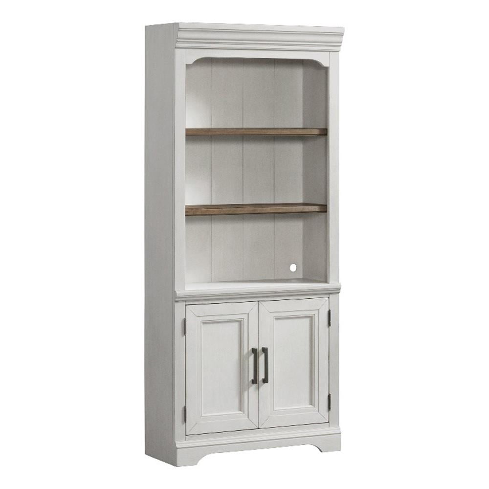 Intercon Furniture Drake Home Office 76" Wood Bookcase with Door in White/Oak