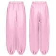 thumbnail image 6 of Aislor Girls Satin Bloomers Belly Dance Loose Solid Color Harem Pants Halloween Indian Arabic Trousers Pink 14, 6 of 7