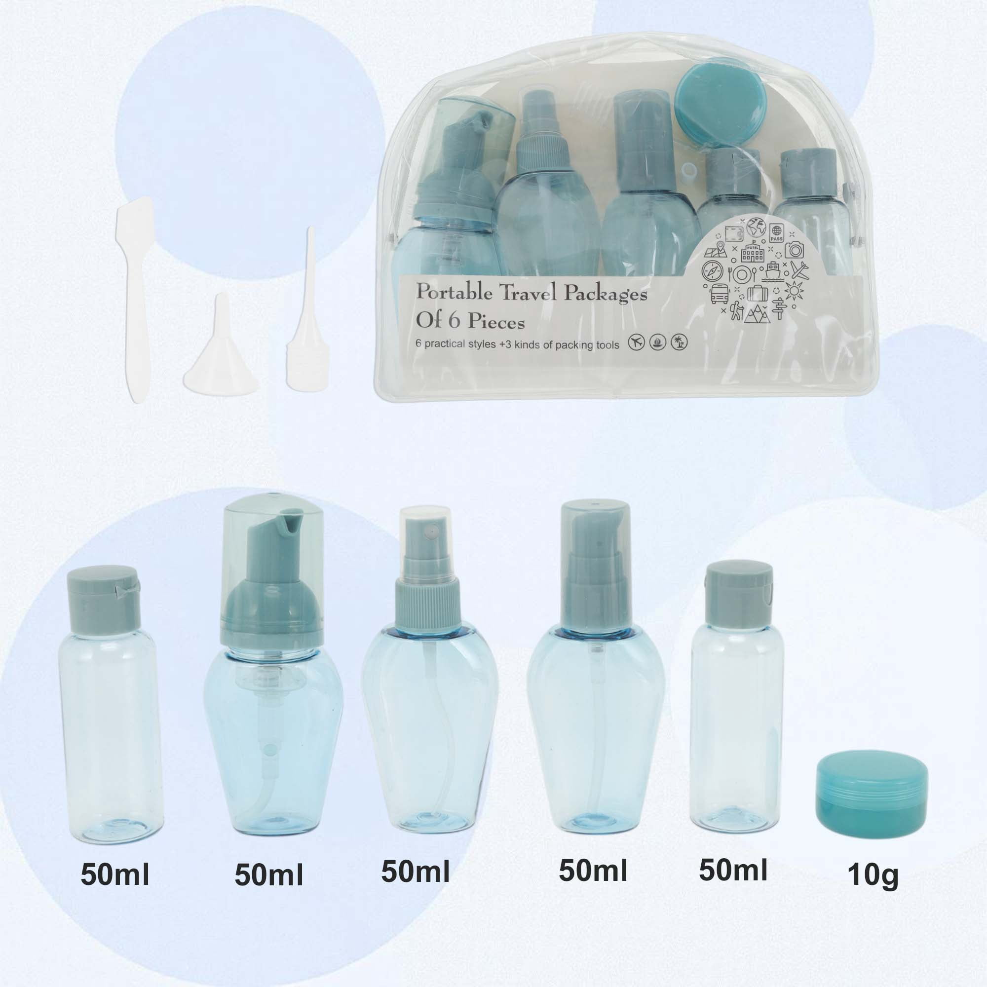 Unique Bargains 10 Pcs Portable Reusable Travel Container Set Blue