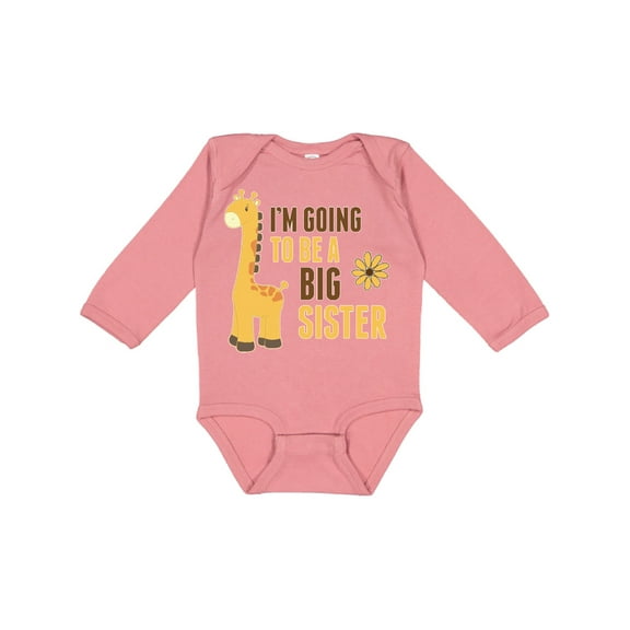 Inktastic I'm Going to Be a Big Sister Giraffe Girls Long Sleeve Baby Bodysuit