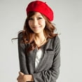 thumbnail image 6 of Anvazise Classic Solid Color Winter French Style Beret Artist Hat Casual Women Cap Gift, 6 of 13
