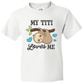 thumbnail image 3 of Inktastic My Titi Loves Me with Sloth and Hearts Youth T-Shirt, 3 of 5