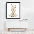 thumbnail image 3 of Cute Bunny, Rabbit, Forest Animals, Woodland Animals, Boho, Pink Flowers, Girl Nursery - Illustration Animal Watercolor Floral Whimsical Black Framed Wall Art Print 12 x 16 inches, 3 of 4