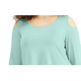 thumbnail image 2 of JM Collection Womens Solid Cold Shoulder Blouse, Blue, 2X, 2 of 2