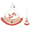 thumbnail image 6 of Efulgenz Indian Traditional Kundan Jewelry Set Red Crystal Choker Necklace Earrings with Maang Tikka Head Chain Bollywood Wedding Jewelry for Women, 6 of 6