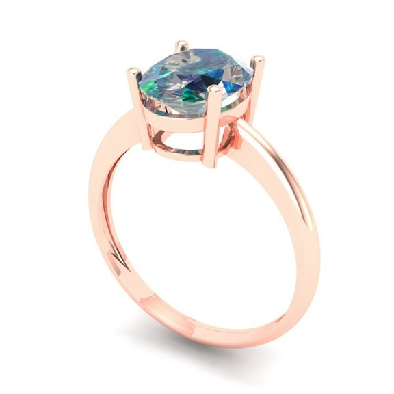 2 ct Oval Cut Blue Moissanite Solitaire Engagement Ring for Women in 18K Rose Gold