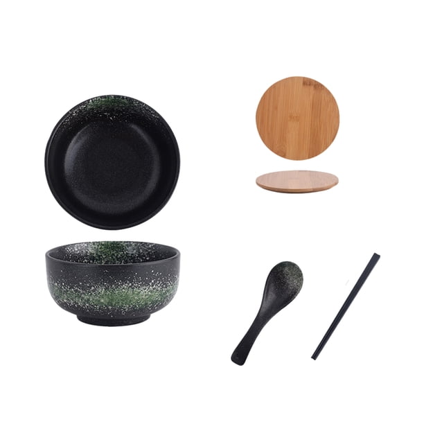 Kearding Cuenco de Ramen artesanal exquisito de cerámica, cuenco de Ramen japonés de cerámica resistente a impactos y no tóxico, Udon Mostrada verde