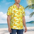 thumbnail image 3 of Fuzoiu Bananas On A Striped Print Hawaiian Shirt for Men, Summer Beach Casual Short Sleeve Button Down Shirts, Men’s Beach Summer Shirts with Pocket,Medium, 3 of 7