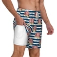 thumbnail image 3 of Balery Popcorn On Blue Lines Mens Swim Trunks Swim Shorts for Men Quick Dry Inseam Beach Shorts with Compression Liner Pocket-3X-Large, 3 of 9