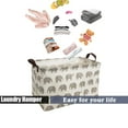 thumbnail image 4 of 15" Waterproof Foldable Laundry Hamper - Rectangular Cotton Linen Laundry Basket with Handles, Dirty Clothes Basket, Canvas Organizer Basket /Toy Bins for Family, School, Car (Multiple Gray Elephant), 4 of 6