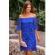 thumbnail image 5 of Vestido PRETTYGARDEN Mini Floral de Encaje Azul Oscuro con Hombros Descubiertos Talla L, 5 of 8