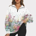 thumbnail image 1 of Qiopertar Chandail en Molleton à Manches Longues Imprimé Col Rabattu Fermeture Éclair Mode Décontractée pour Femmes Blouse en Solde Livraison Gratuite jusqu'à 90 % de Réduction, 1 of 6