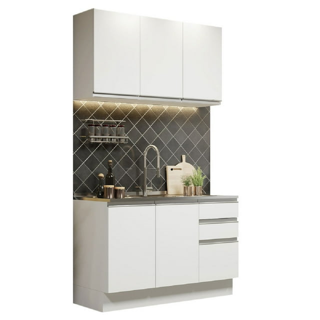 Cocina Integral Madesa Glamy Sin Tarja 120 Cm Blanco