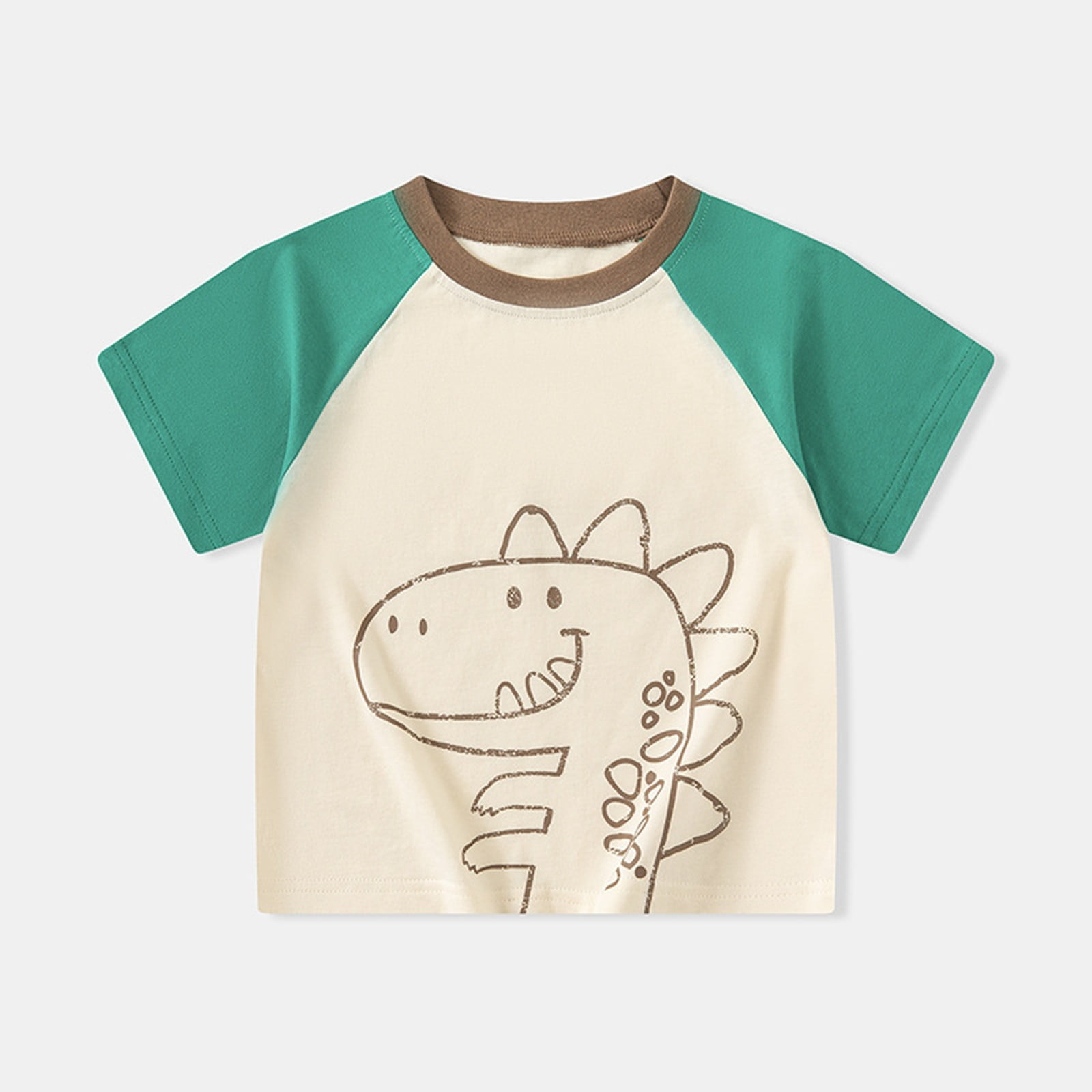 T-shirt D'été Pour Enfant Avec Imprimé Dinosaure à Manches Courtes Et Col Rond Pour 1 à 7 Ans, A