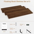 thumbnail image 7 of Extra Long Floating Wall Shelves, 48 x 8 Inches, Set of 3 Large Wood Floating Bookshelves with Metal Brackets for Storage & Display (Walnut), 7 of 7