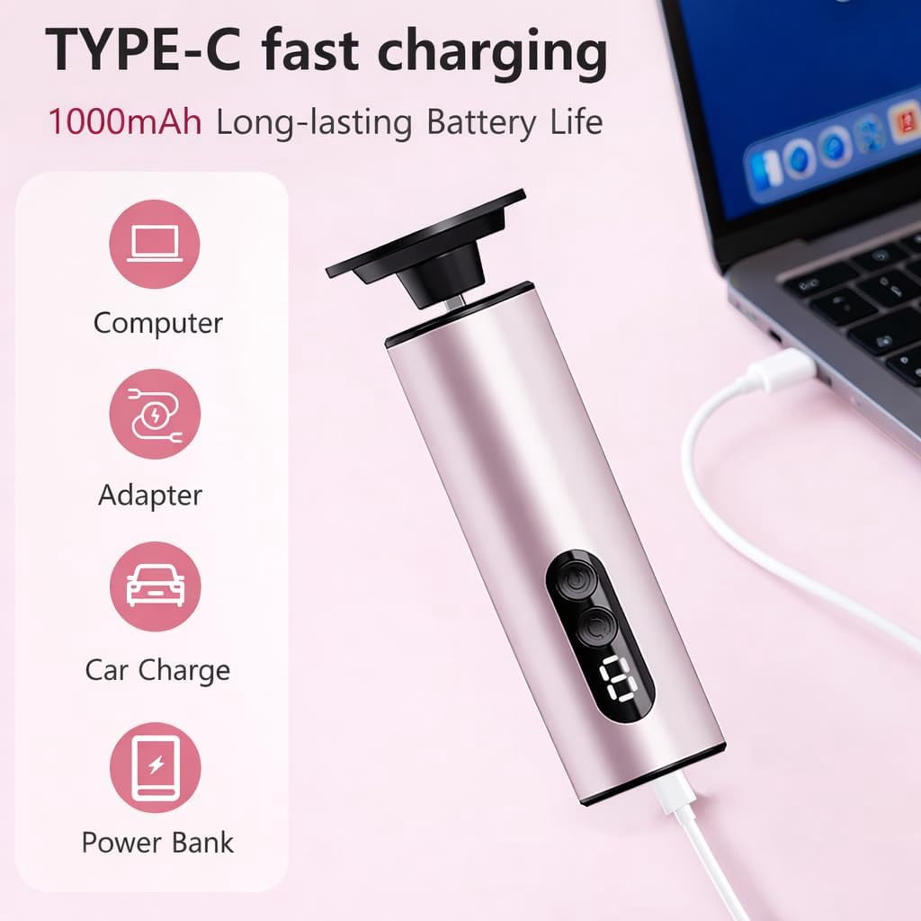 Electric Foot Callus Remover,2 in 1 Rechargeable Foot Tool with Sandpaper Discs,LED Display 9 Speeds Long Battery Life for Emoving Dead Skin Rough Heels Nail Polish Removal for Home Travel Use, Pink
