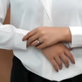 thumbnail image 4 of JeenMata Anillo de Bodas Gótico Estilo Vintage de 1,5 Uds con Moissanita de Talla Cojín Engastada en Pavé, Banda Fina y Sencilla, Engastado en Oro Negro de 18 K sobre Plata, 4 of 7