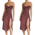 thumbnail image 1 of Vestido burdeos sexy elegante con Cuello en V y cordones florales divididos de verano para mujer S y M YONGSHENG, 1 of 5