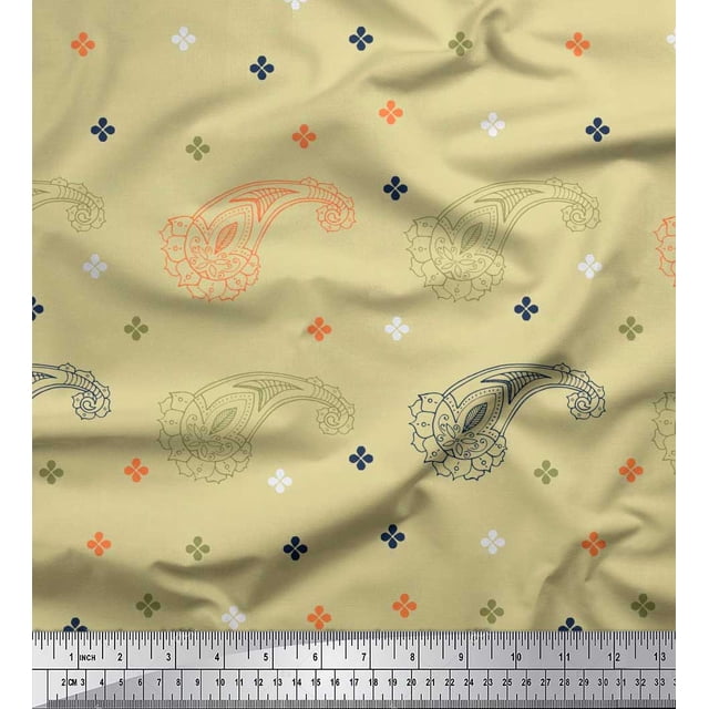 Soimoi Rayon Fabric Paisley & Jamdani Print Sewing Fabric Yard 42 Inch Wide
