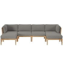 Modway Clearwater 6-Piece Wood Fabric Outdoor Sectional Sofa - Gray/Graphite