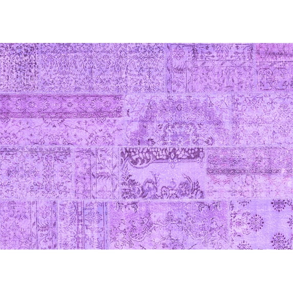 Ahgly Company Indoor Rectangle Patchwork Purple Transitional Area Rugs, 7' x 10'