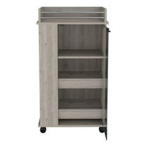 Pemberly Row Modern Engineered Wood Bar Cart with 2-Side Shelves in Gray